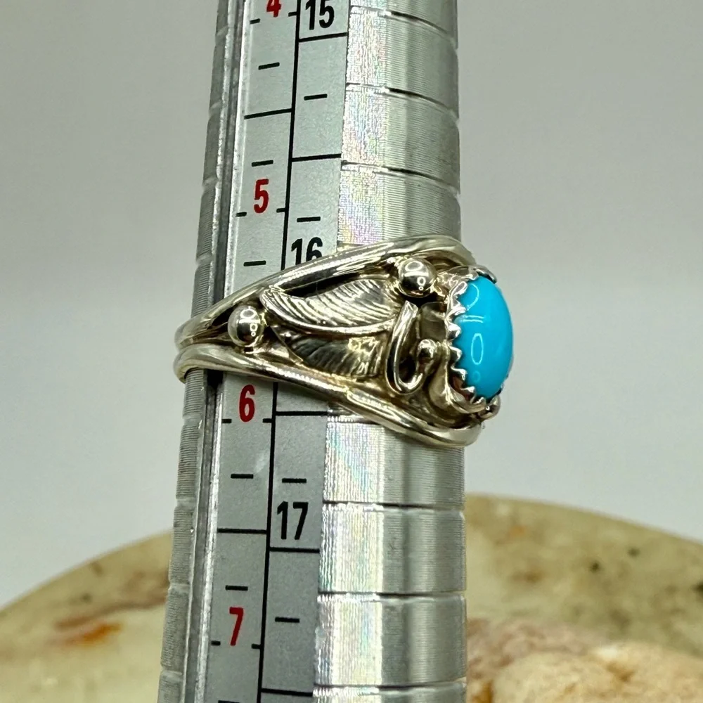 Navajo Sterling Silver Sleeping Beauty Turquoise Ring Mark Barney NWT Sz 6 –3.0g